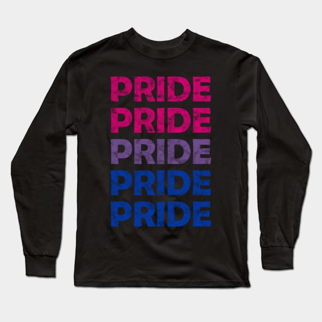 Bisexual Pride Flag Colors Repeating Text Design Long Sleeve T-Shirt by bumblefuzzies